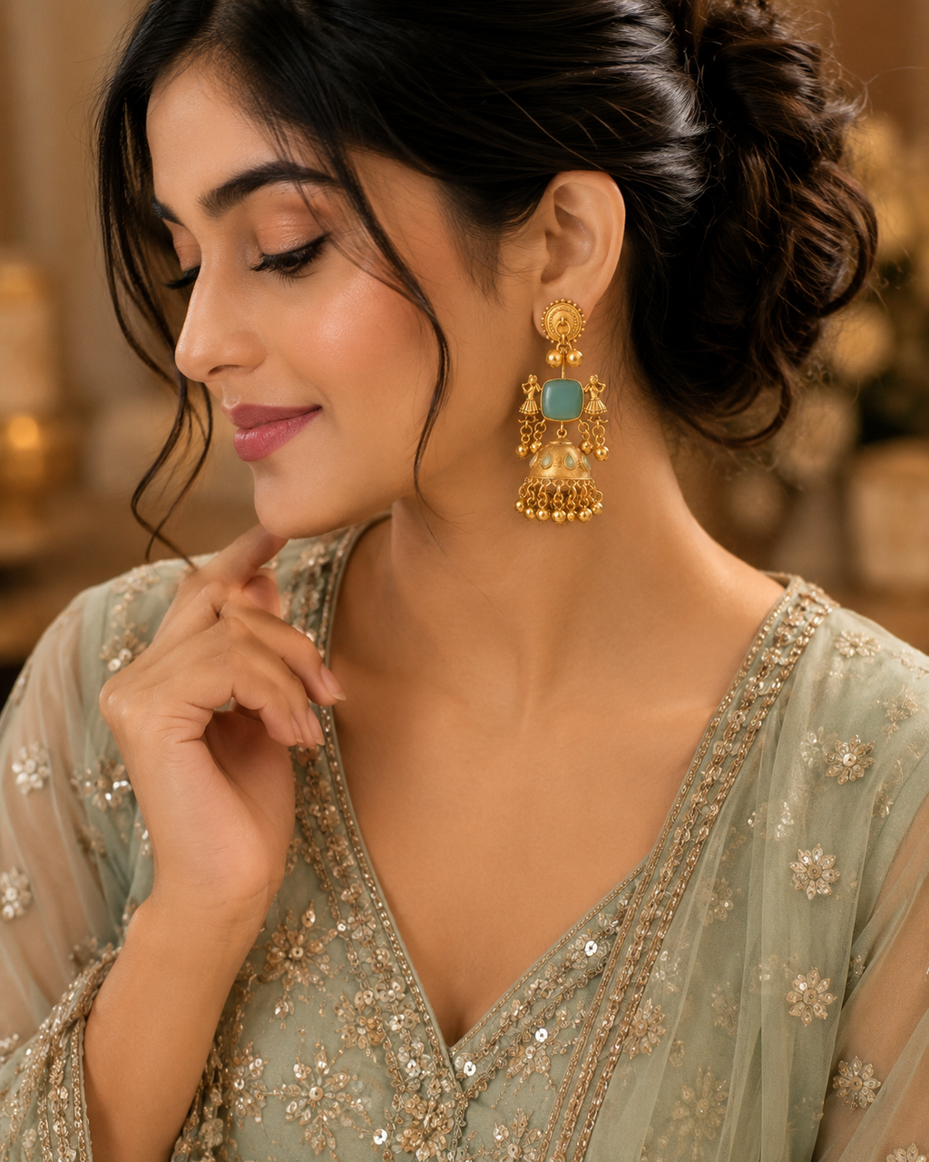 Kashmiri Jhumka Earrings – Micro Gold Plated Traditional Elegance
