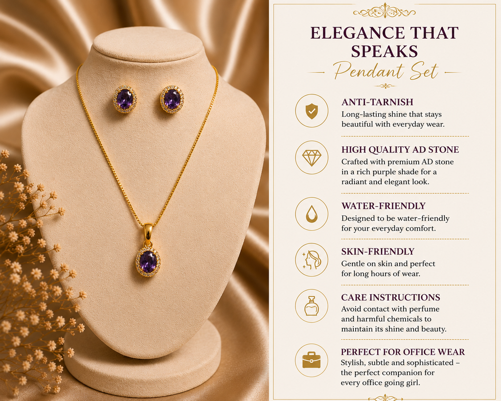 Purple AD Pendant Set – Graceful Elegance for Everyday Style