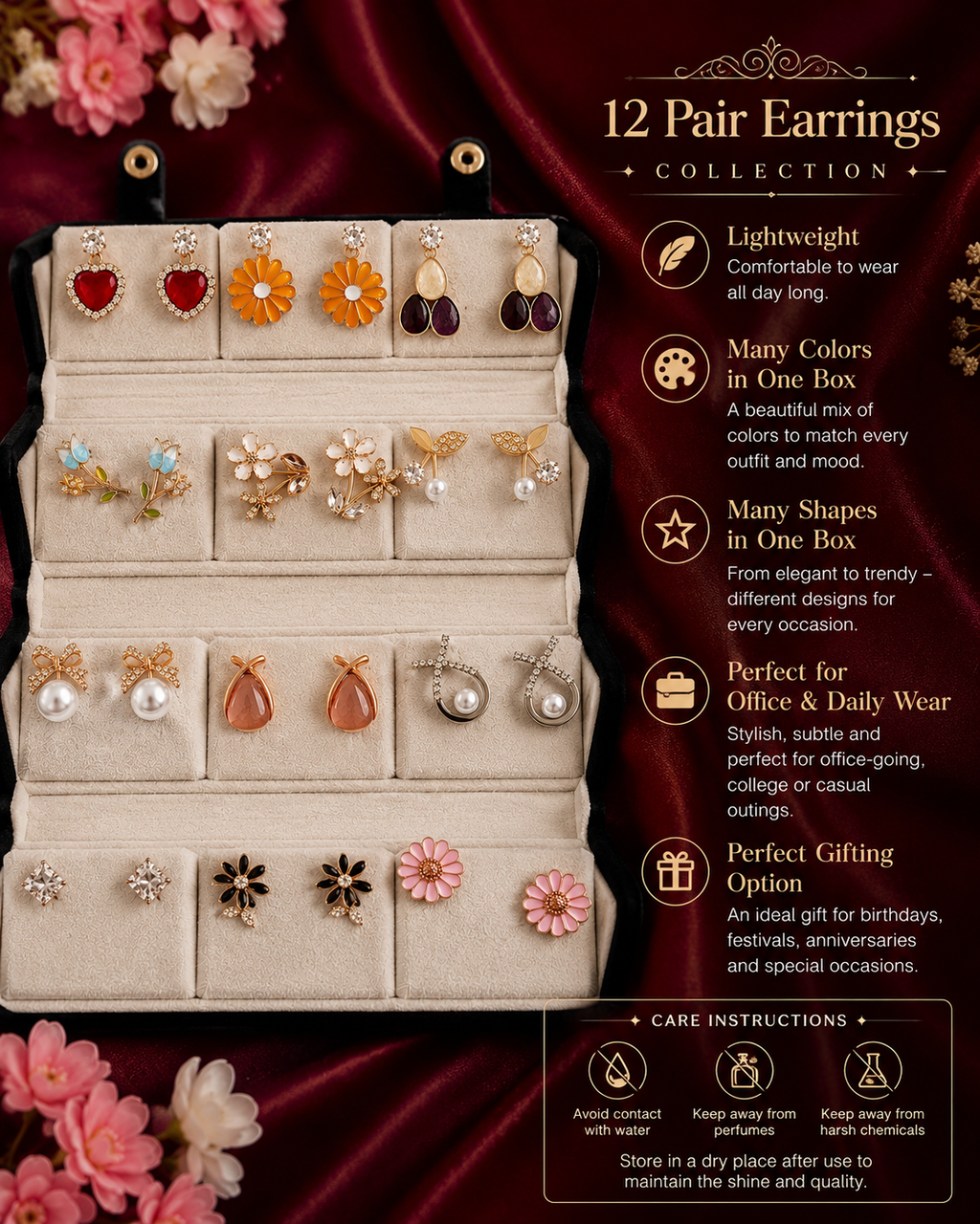 12 Pair Earrings Collection – One Box, Endless Style