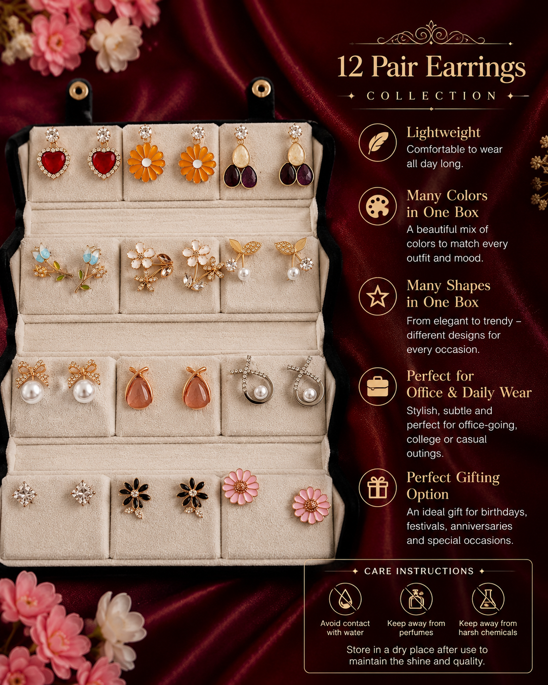 12 Pair Earrings Collection – One Box, Endless Style