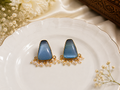 Sky Blue Pearl Drop Earrings – Elegant Simplicity with a Touch of Grace