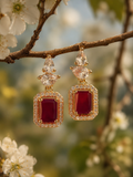Red Stone American Diamond Earrings – Bold Elegance, Timeless Sparkle