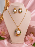 Crystal Pearl Pendant & Earrings Set – Timeless Elegance for Every Occasion