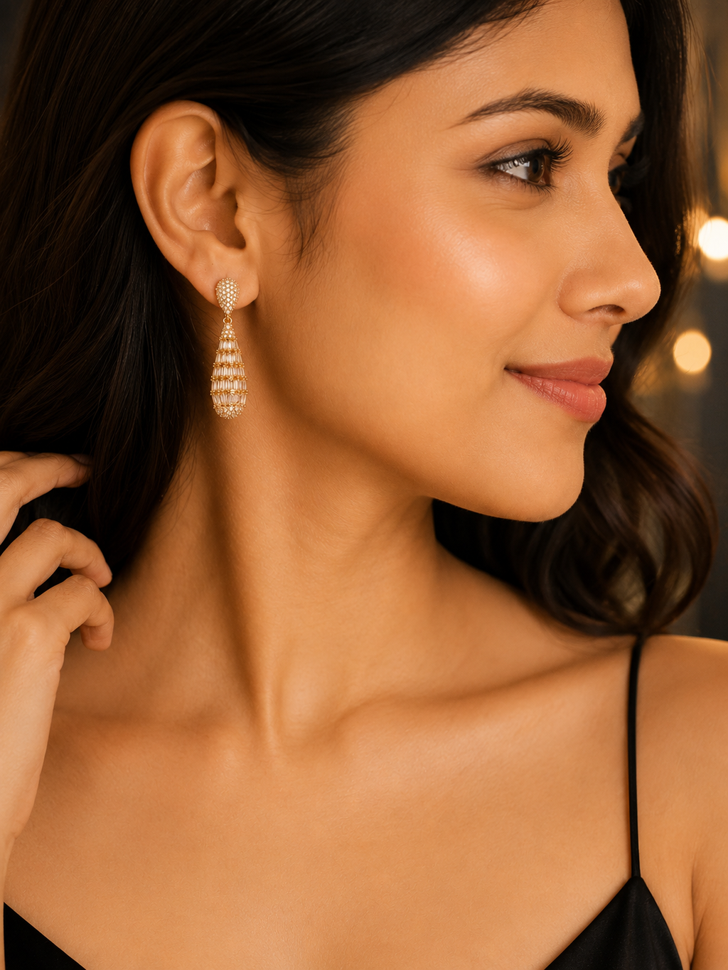 American Diamond Drop Pendant & Earrings Set – Sophisticated Sparkle for Every Occasion