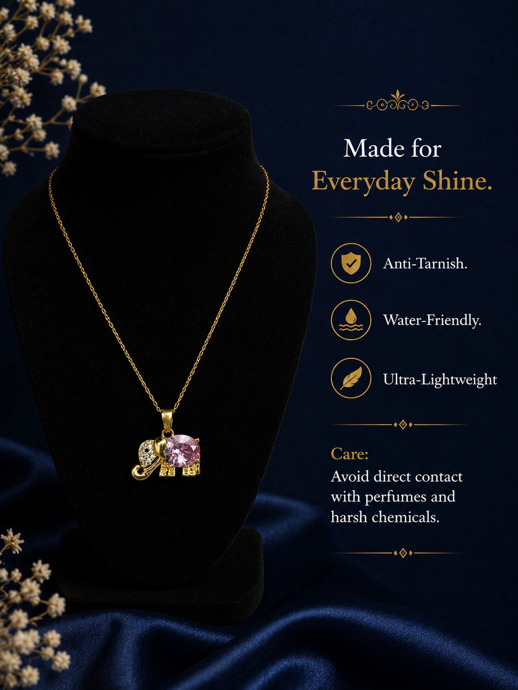 Lucky Elephant Pendant Necklace – A Symbol of Elegance & Good Fortune