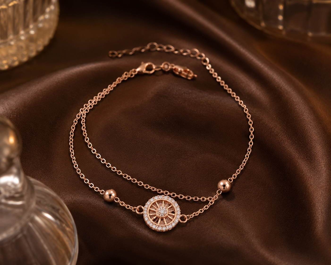 Rose Gold American Diamond Bracelet – Timeless Sparkle for Everyday Elegance