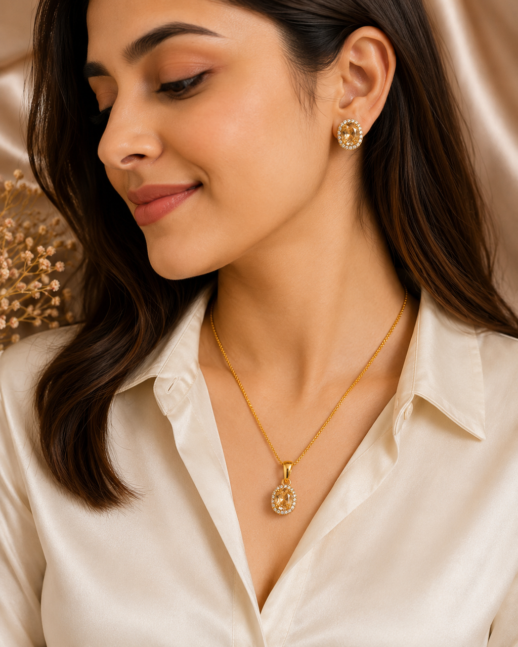 Golden AD Pendant Set – Timeless Elegance for Every Occasion