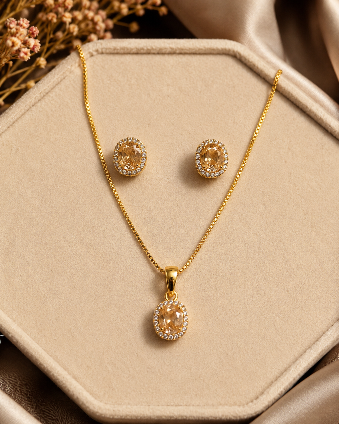 Golden AD Pendant Set – Timeless Elegance for Every Occasion