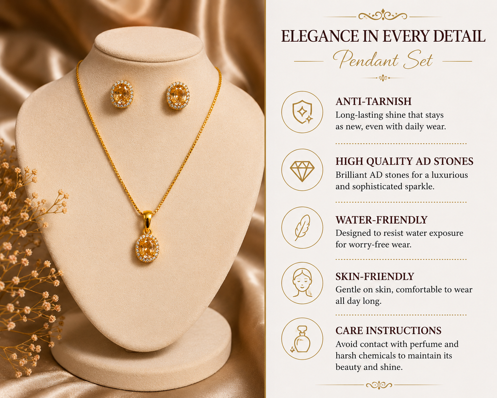 Golden AD Pendant Set – Timeless Elegance for Every Occasion