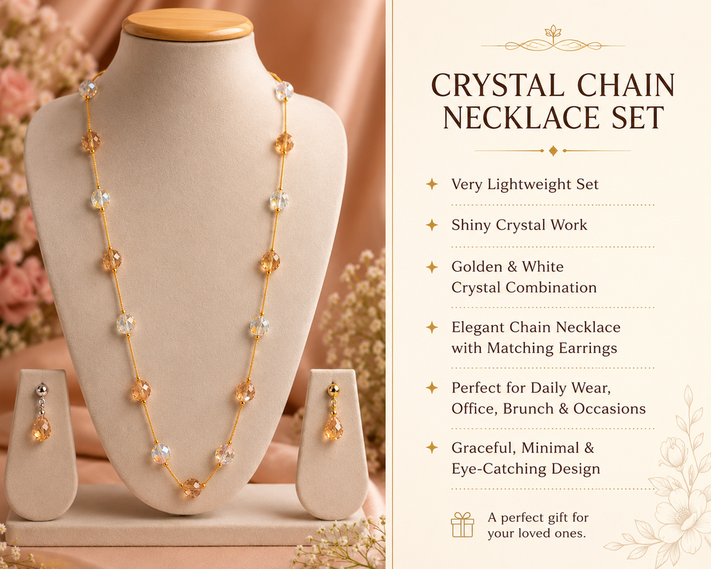 Crystal Chain Necklace Set – Elegant Minimalism with Matching Earrings