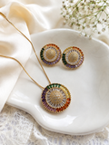 Radiant Elegance American Diamond Pendant & Earrings Set – Colorful Sparkle, Timeless Charm