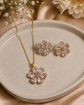 Floral Radiance Pendant &amp; Earrings Set – Bloom with Timeless Elegance