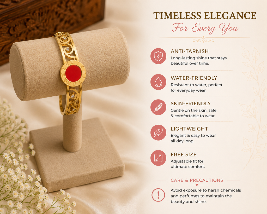 Elegant Red Stone Openable Bracelet – Timeless Style, Everyday Comfort