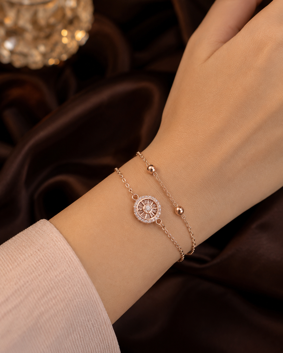 Rose Gold American Diamond Bracelet – Timeless Sparkle for Everyday Elegance
