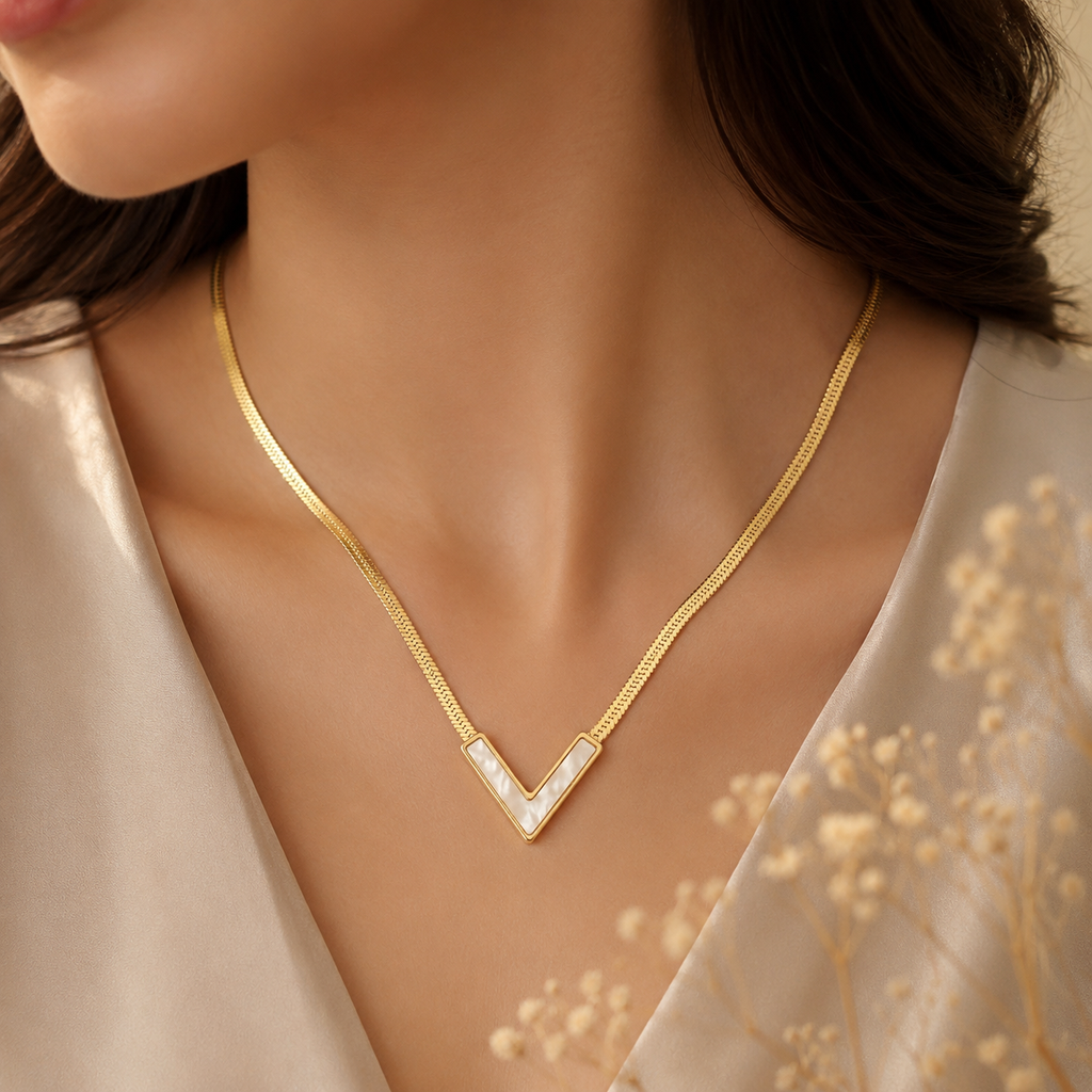 V-Shape Gold Pendant Necklace – Minimalist Elegance for Everyday Luxury