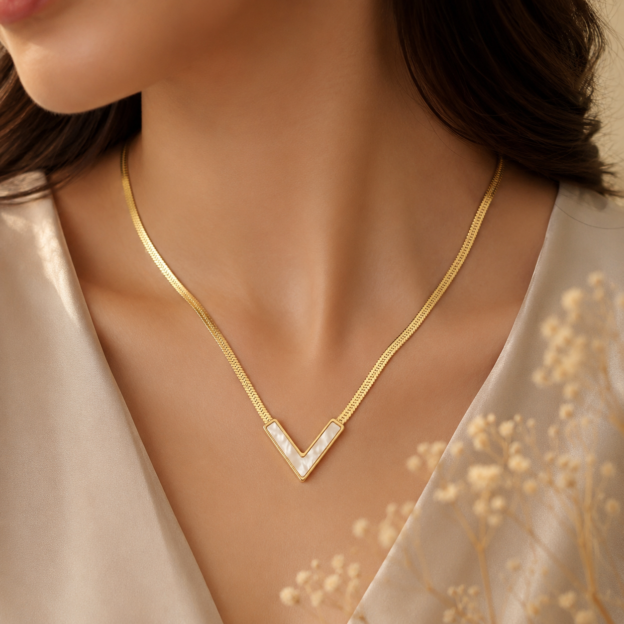 V-Shape Gold Pendant Necklace – Minimalist Elegance for Everyday Luxury
