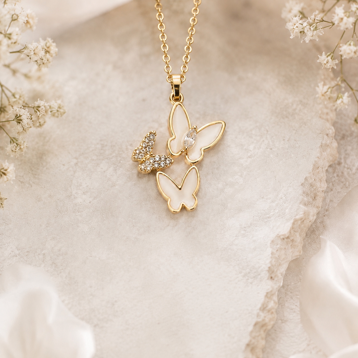 Butterfly American Diamond Pendant Necklace – Graceful Elegance for Every Day