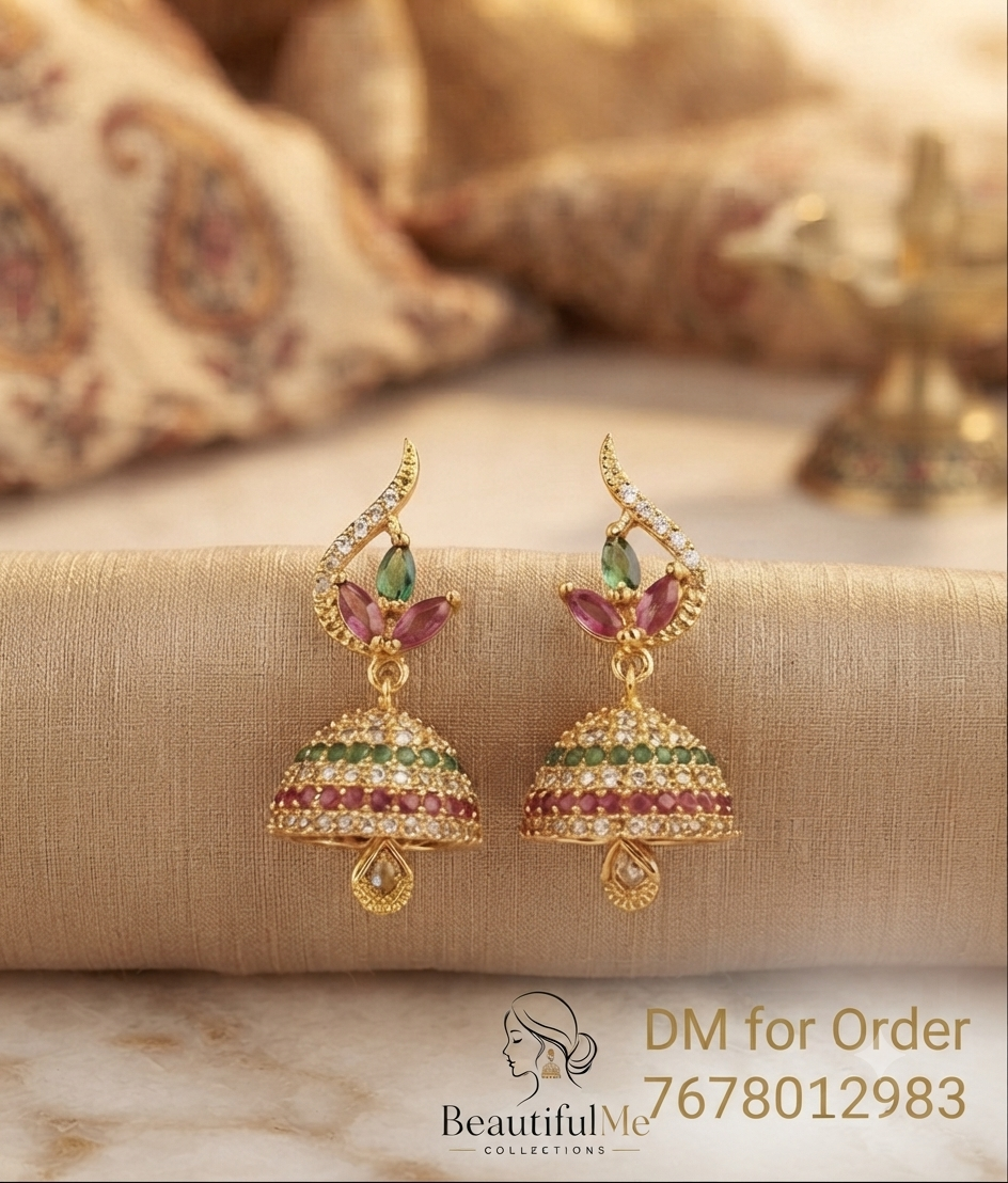 Aurora Multi-Color AD Jhumki Earrings