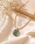 Blue-Green Stone Pendant Necklace – Minimal Elegance for Everyday Wear