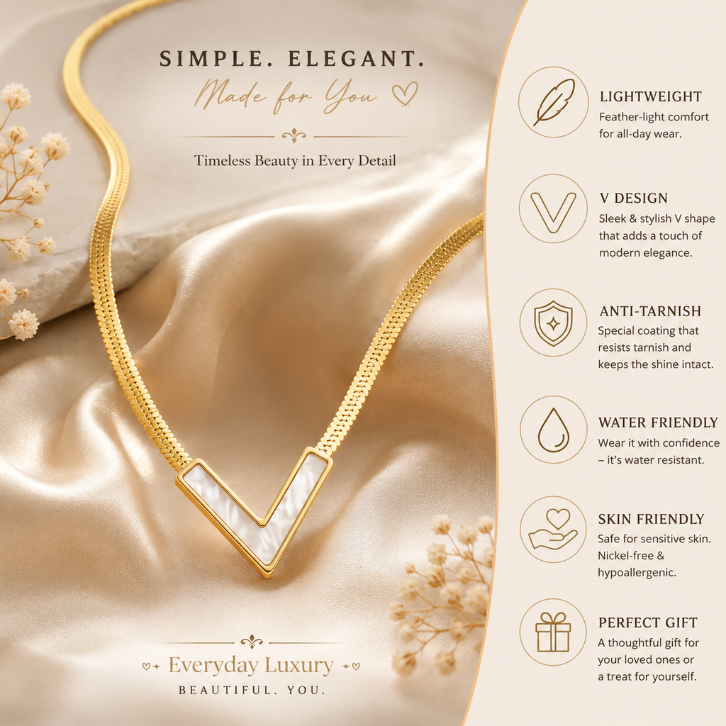 V-Shape Gold Pendant Necklace – Minimalist Elegance for Everyday Luxury