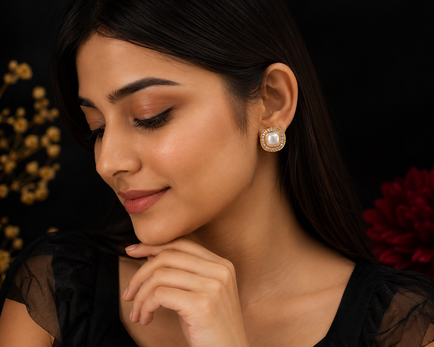 Pearl &amp; Crystal Stud Earrings – Timeless Elegance for Every Occasion
