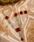 Micro Gold Polish Necklace & Earrings Set – A Perfect Blend of Color and Elegance