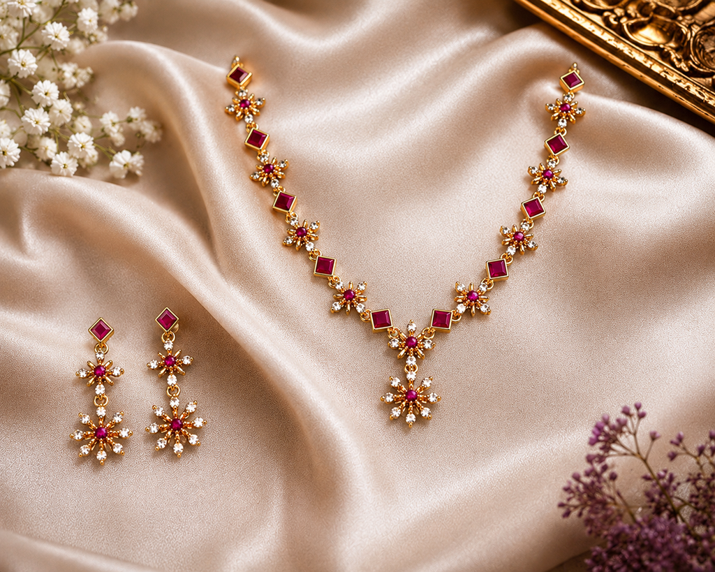 Ruby AD Necklace Set – Timeless Elegance with a Royal Touch