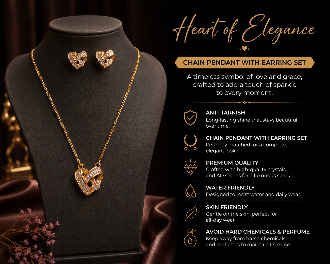 Heart Pendant Chain Set – A Symbol of Love &amp; Timeless Elegance