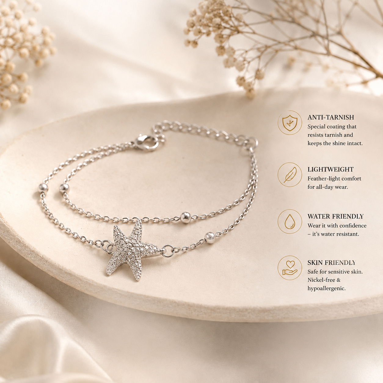 Starfish Charm Bracelet – Elegant Minimalism for Everyday Style